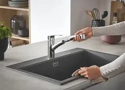 Змішувач для кухні Grohe Eurosmart з висувним виливом Хром 30412 - мініатюра 6