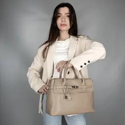 Сумка жіноча шкіряна Virginia Conti 03542 велика світлий тауп - мініатюра 2