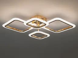 Люстра стельова LED Diasha A8060/2+2G 52W, 2860 лм, золото, сучасний стиль для коридору, вітальні, спальні - мініатюра 2