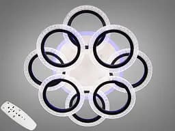 Стельова LED-люстра з пультом, диммером та підсвічуванням 135 Вт Diasha 2408/4+4BK LED 3color dimmer