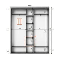 Шафа-купе Idea серія 2 200 x 45 x 240 см Венге темний Дзеркало - мініатюра 2