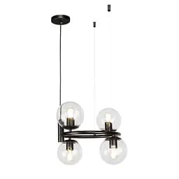 Люстра стельова Levistella 7521011-4 BK+CL, E27, чорний метал + прозорі плафони, сучасний стиль для дому - мініатюра 2