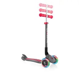 Самокат Globber Primo foldable lights, колеса з підсвічуванням, сіро-червоний (432-120-2) - мініатюра 4