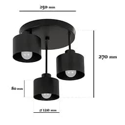 Люстра стельова Levistella 7529905-3 BK, E27, чорний метал, 3 плафона, діаметр 120 мм, сучасний стиль для дому - мініатюра 2