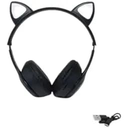 Дитячі навушники Cat MZ-023 Bluetooth RGB підсвічування FM microSD з котячими вушками чорний - мініатюра 3