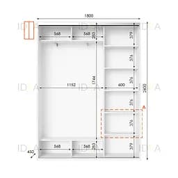 Шафа-купе Idea серія 1 180 x 45 x 240 см Білий Дзеркало - мініатюра 2