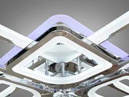 Люстра стельова LED Diasha 8060/4+4HR, 190W, 3200K-6500K, хром, сучасний стиль для кухні, вітальні, спальні, дитячої, коридору - мініатюра 5