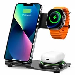 WiWU WI-W005 — бездротова зарядна станція 3 в 1 для iPhone, Apple Watch та AirPods - мініатюра 3
