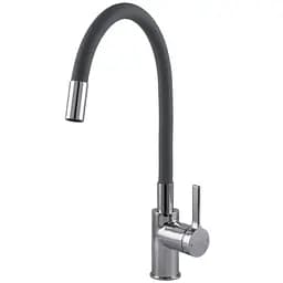 Змішувач кухонний TOPAZ MODERNO TMD-8853-H78A-GR поворотний латунний для миття посуду з гофрогусаком
