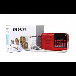 Радіоприймач з FM радіо на акумуляторі, переносний приймач червоний USB MicroSD BKK S61 - мініатюра 2