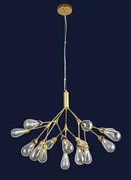 Люстра стельова Levistella 918LP268-15 GD+BK, 15 плафонов, золото + чорний, метал + скло, сучасний стиль для вітальні - мініатюра 2