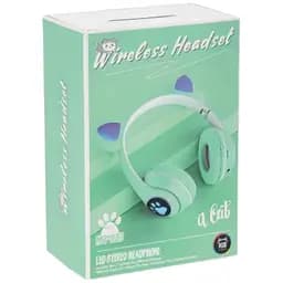 Дитячі навушники Cat MZ-023 Bluetooth RGB підсвічування FM microSD з котячими вушками зелений - мініатюра 6