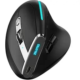 Вертикальна миша бездротова Zelotes F-36 з акумулятором та RGB підсвічуванням 2.4G + Bluetooth Black