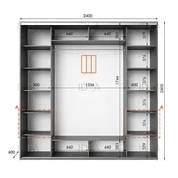 Шафа-купе Idea серія 4 240 x 60 x 240 см Венге темний Дзеркало - мініатюра 2