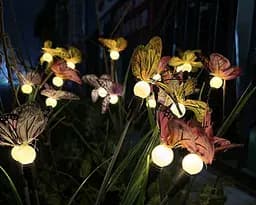 Світильники Sun Lamp садові на сонячних батареях світлове вікно із зеленим листям та метеликами 2 шт - мініатюра 5