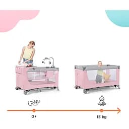 Ліжко-манеж з пеленатором Kinderkraft Leody рожева (00-00304811) - мініатюра 8