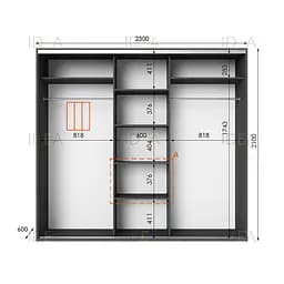 Шафа-купе Idea серія 6 230 x 60 x 210 см Антрацит Дзеркало - мініатюра 2