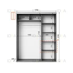 Шафа-купе Idea серія 5 170 x 60 x 210 см Венге темний Дзеркало - мініатюра 2