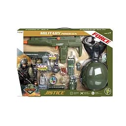 Набор военного 34320, каска, маска, автомат-трещетка, пистолет, в коробке 59-41-13см (6966835160767)