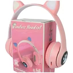 Дитячі навушники Cat MZ-023 Bluetooth RGB підсвічування FM microSD з котячими вушками рожевий - мініатюра 3