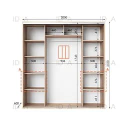 Шафа-купе Idea серія 7 200 x 60 x 210 см Дуб сонома Дзеркало - мініатюра 2