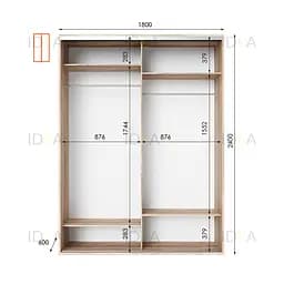 Шафа-купе Idea серія 8 180 x 60 x 240 см Дуб сонома - мініатюра 2
