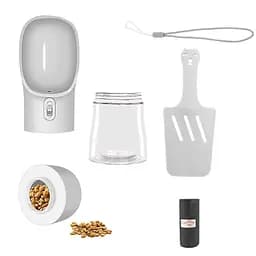 Пляшка-поїлка для тварин Semi Pets Feeder 255 мл + 200 мл 2 відділення, White з пакетами та лопаткою - мініатюра 5
