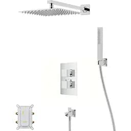 Душева система Corsan Ango 25 хром з виливом та термостатом + BOX прихованого монтажу ZA25TCHW, Хром