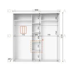 Шафа-купе Idea серія 6 200 x 60 x 210 см Білий - мініатюра 2