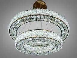 Розкішна підвісна LED люстра Diasha 7932/800+500S-gold золота кришталева 71 см 126W з пультом - мініатюра 2