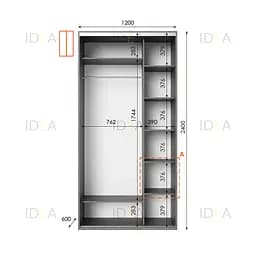 Шафа-купе Idea серія 1 120 x 60 x 240 см Венге темний Дзеркало - мініатюра 2