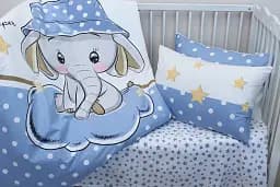 Комплект постільної білизни в ліжечко Tag Tekstil Sweet sleeper blue для немовлят Слоненя (блакитний) - мініатюра 2
