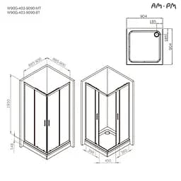 Душове огородження Square Slide AM.PM Gem 120×80 см, прозоре скло, хром матовий профіль W90UG-403-120280-MT - мініатюра 8