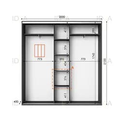 Шафа-купе Idea серія 6 200 x 45 x 210 см Антрацит Дзеркало - мініатюра 2