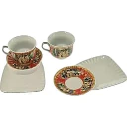 Сервіз порцеляна "Червоний" 2 чашки 170 мл + 2 блюдця (h-6.5 см, d-8.5 см, блюдце 21х12 см) (2C86-1)