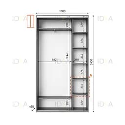 Шафа-купе Idea серія 1 130 x 45 x 240 см Венге темний Дзеркало - мініатюра 2