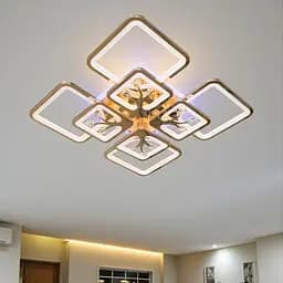 Стельова LED-люстра Diasha 8157/4+4G 190W, 60x60x12 см, 3 кольори світла, диммер, пульт - мініатюра 2