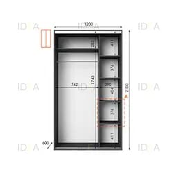 Шафа-купе Idea серія 5 120 x 60 x 210 см Антрацит Дзеркало - мініатюра 2