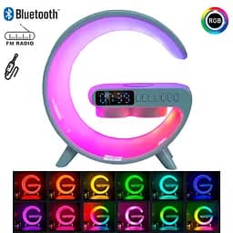Настільний смарт нічник RGB світильник з бездротовою зарядкою Bluetooth колонка G11 15W BT - мініатюра 2