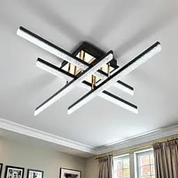 Сучасна стельова LED-люстра Diasha SX1010/4BK, чорна, 60W, акрилові перетинні світлові планки - мініатюра 2