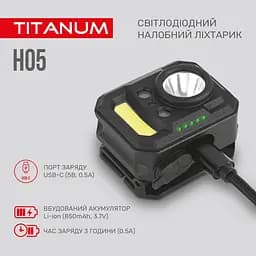 Налобний світлодіодний ліхтарик Titanum TLF-H05 250 Lm 6500 K (TLF-H05) - мініатюра 3