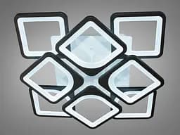 Стельова LED-люстра Diasha S8060/4+4BK з пультом і димером, чорна, 115W, 6325 lm, квадратні акрилові плафони 49x49 см - мініатюра 3
