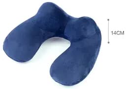 Надувна подушка-підголівник Pillow для подорожей велюрова - Dark Blue - мініатюра 4