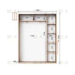 Шафа-купе Idea серія 5 160 x 45 x 210 см Дуб сонома Дзеркало - мініатюра 2