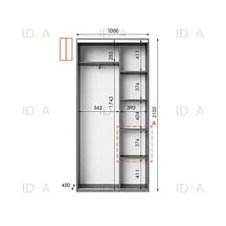 Шафа-купе Idea серія 5 100 x 45 x 210 см Венге темний Дзеркало - мініатюра 2