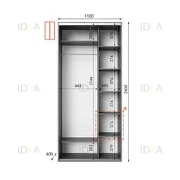 Шафа-купе Idea серія 1 110 x 60 x 240 см Венге темний Дзеркало - мініатюра 2