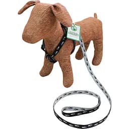 Комплект капроновий Lucky Pet Лапки: шлея 28-39х31-48х1,6 см + повідець, чорно-сірий - мініатюра 2