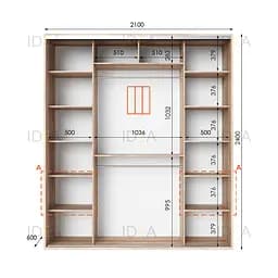 Шафа-купе Idea серія 3 210 x 60 x 240 см Дуб сонома Дзеркало - мініатюра 2