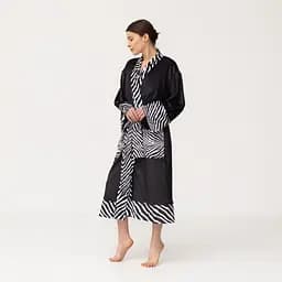 Кімоно жіноче з плюшевого велюру Kimono Black and White Zebra 18367 L - мініатюра 6