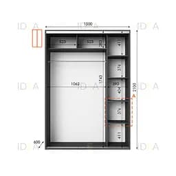 Шафа-купе Idea серія 5 150 x 60 x 210 см Антрацит Дзеркало - мініатюра 2